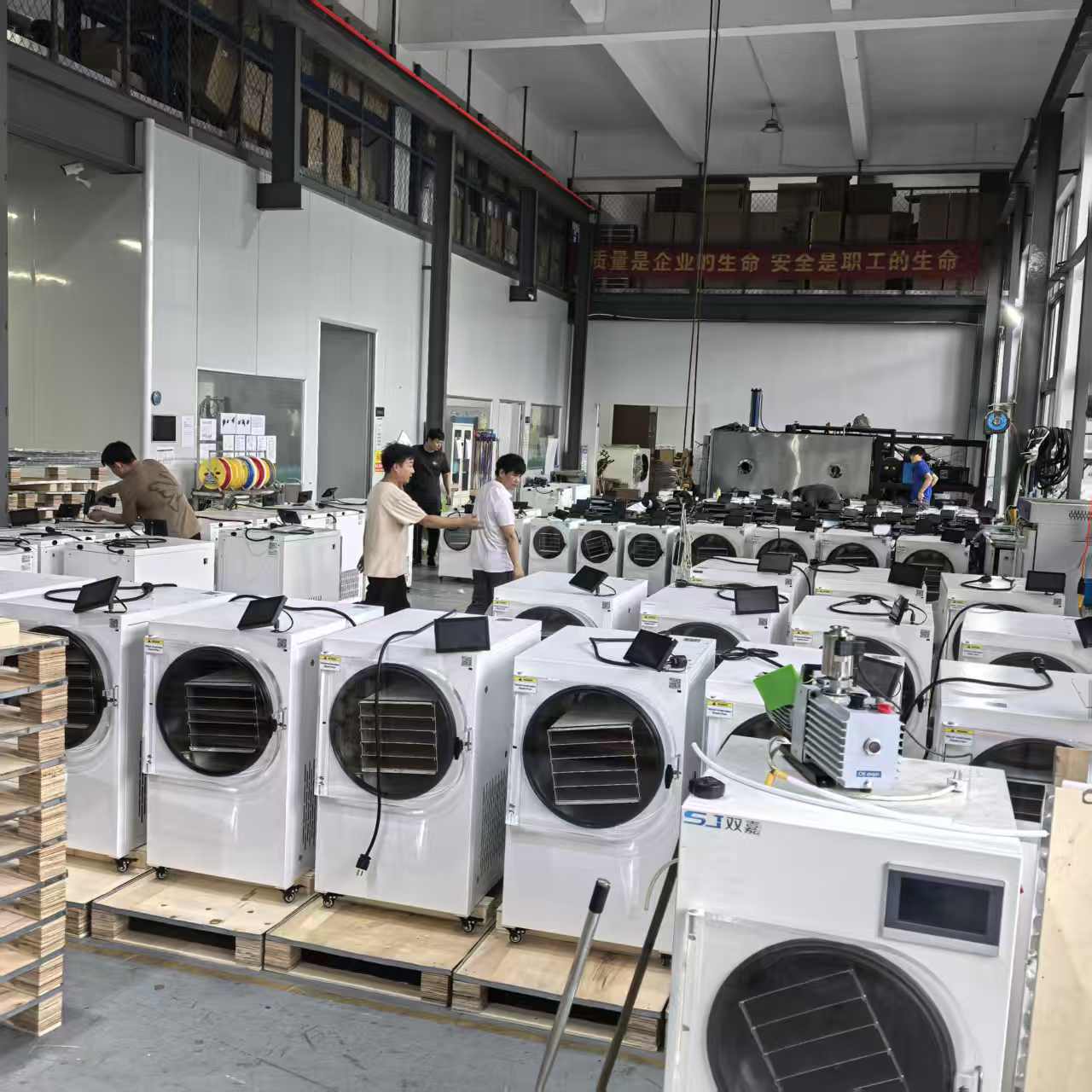 food freeze dryer manufacturer production floor with a mixed H Series batch
