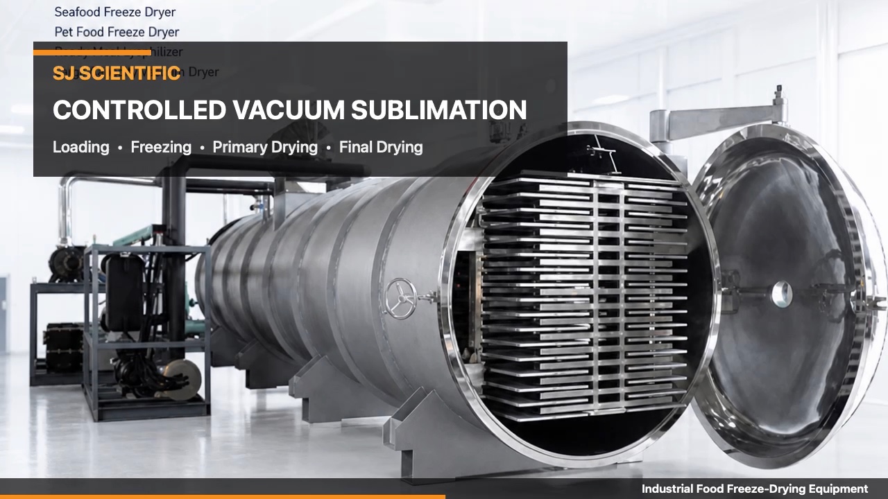 SJ FFD-100 industrial food freeze dryer product visual overview for factory layout review