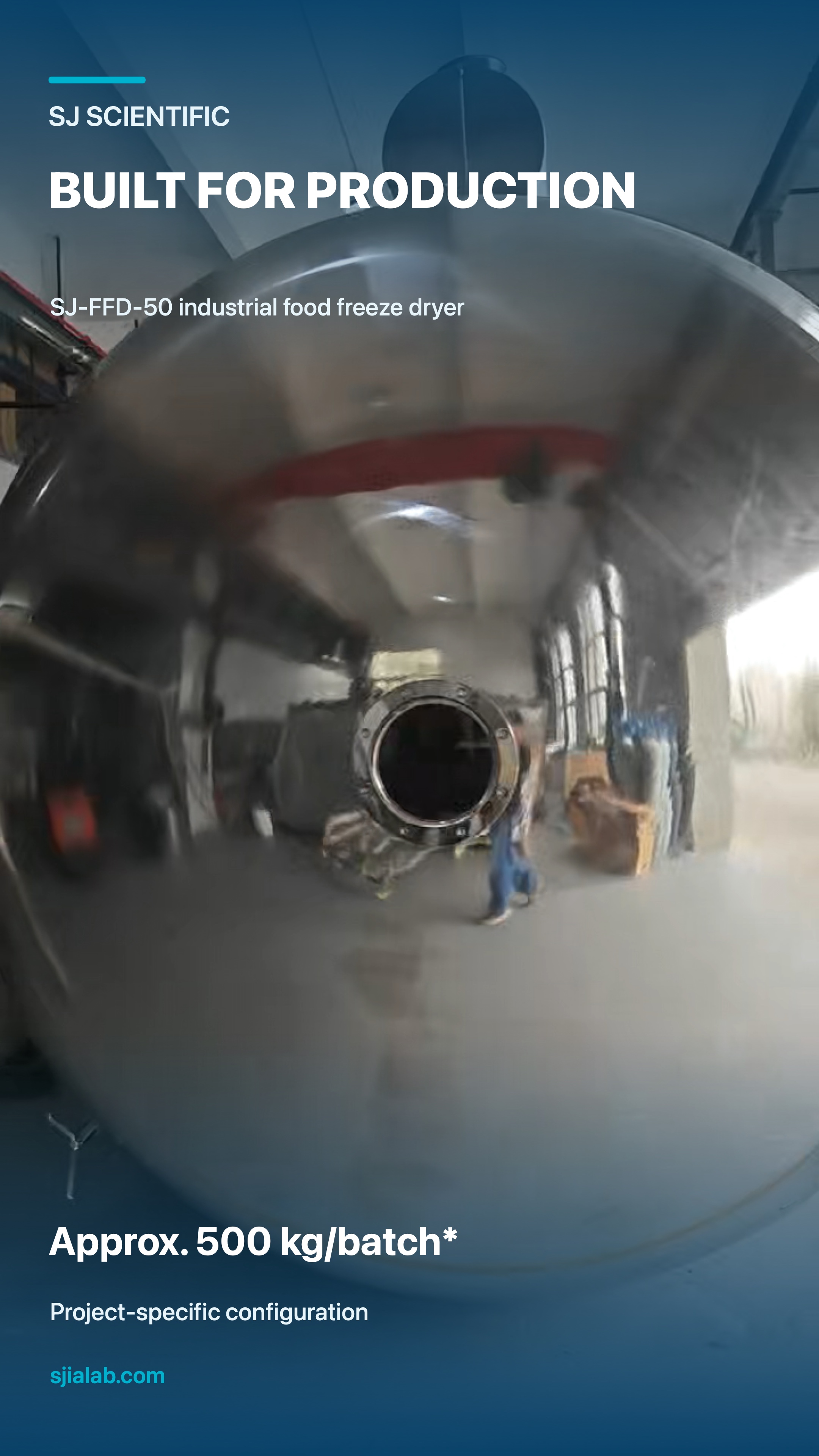 SJ-FFD-50 industrial food freeze dryer chamber in the factory